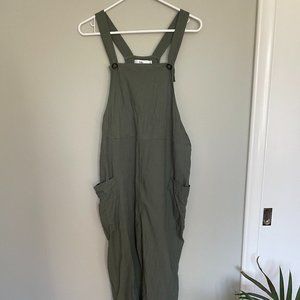 Twik Linen-blend Overalls - moss green